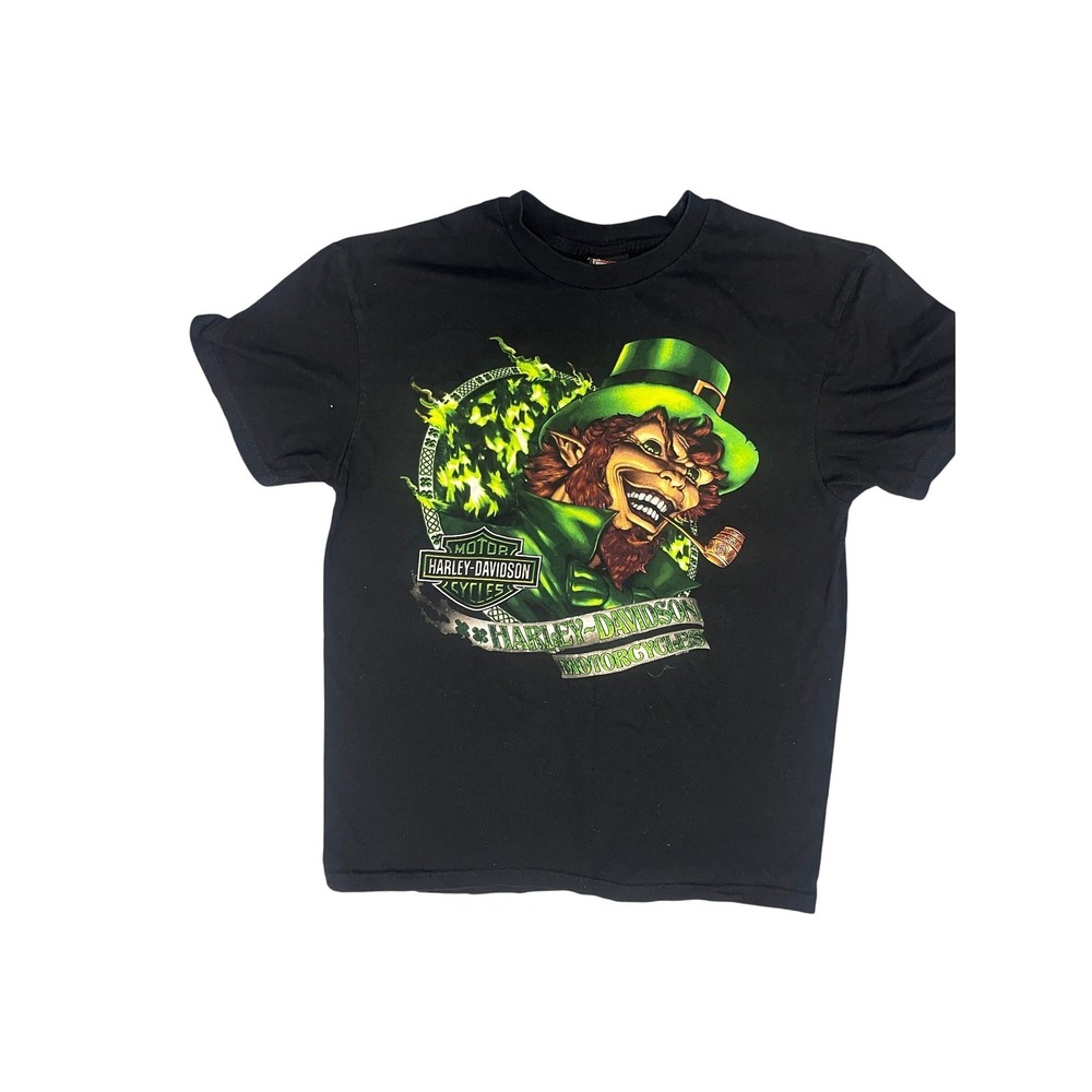 Harley-Davidson Leprechaun T-Shirt Black Hal's Milwaukee St Patricks Day Large
